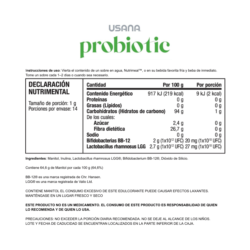 USANA Probiotic - etiqueta